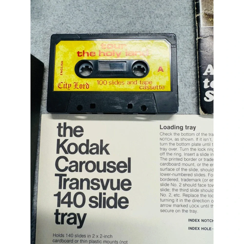 Kodak Carousel Transvue 140 Slide Tray Holy Land Audio Visual Guide Set Vintage‎
